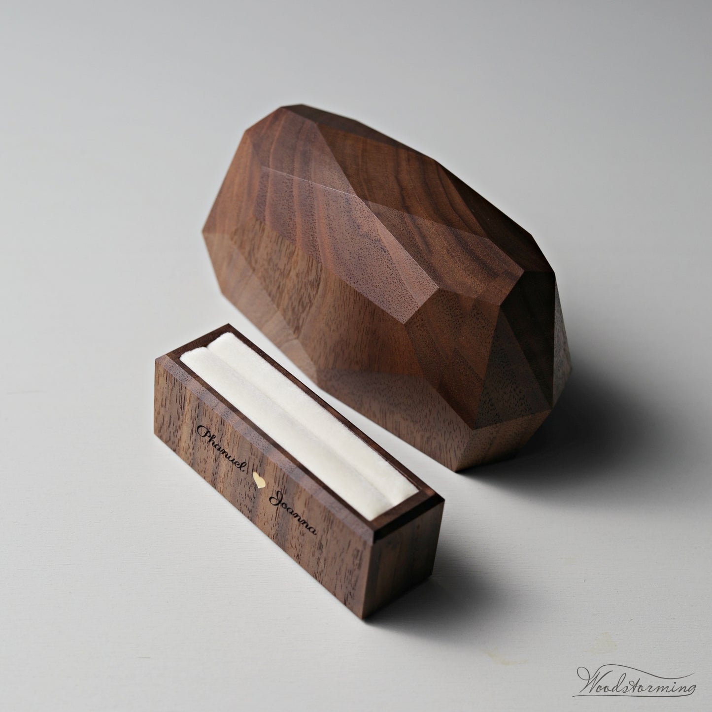 Rustic ring bearer box, wooden faceted wedding ring box, ring box for wedding ceremony by Woodstorming