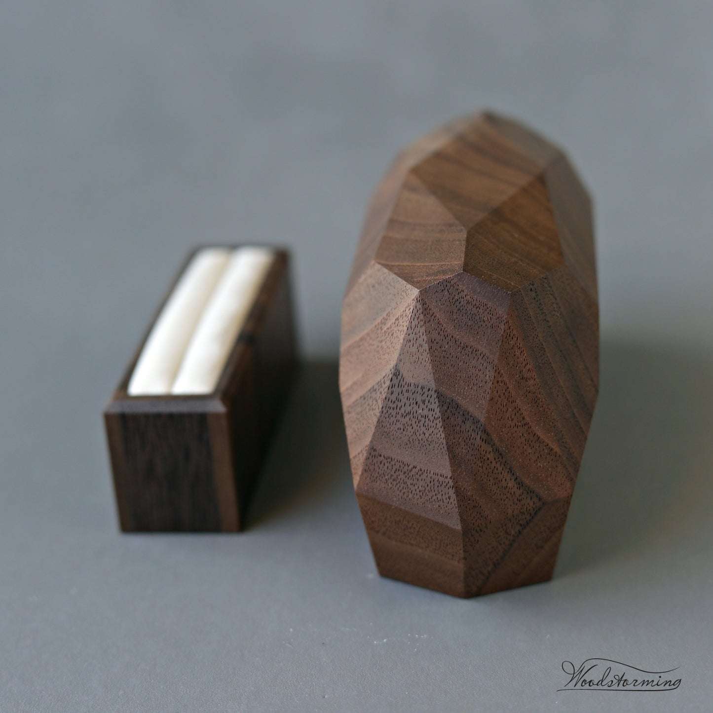 Rustic ring bearer box, wooden faceted wedding ring box, ring box for wedding ceremony by Woodstorming