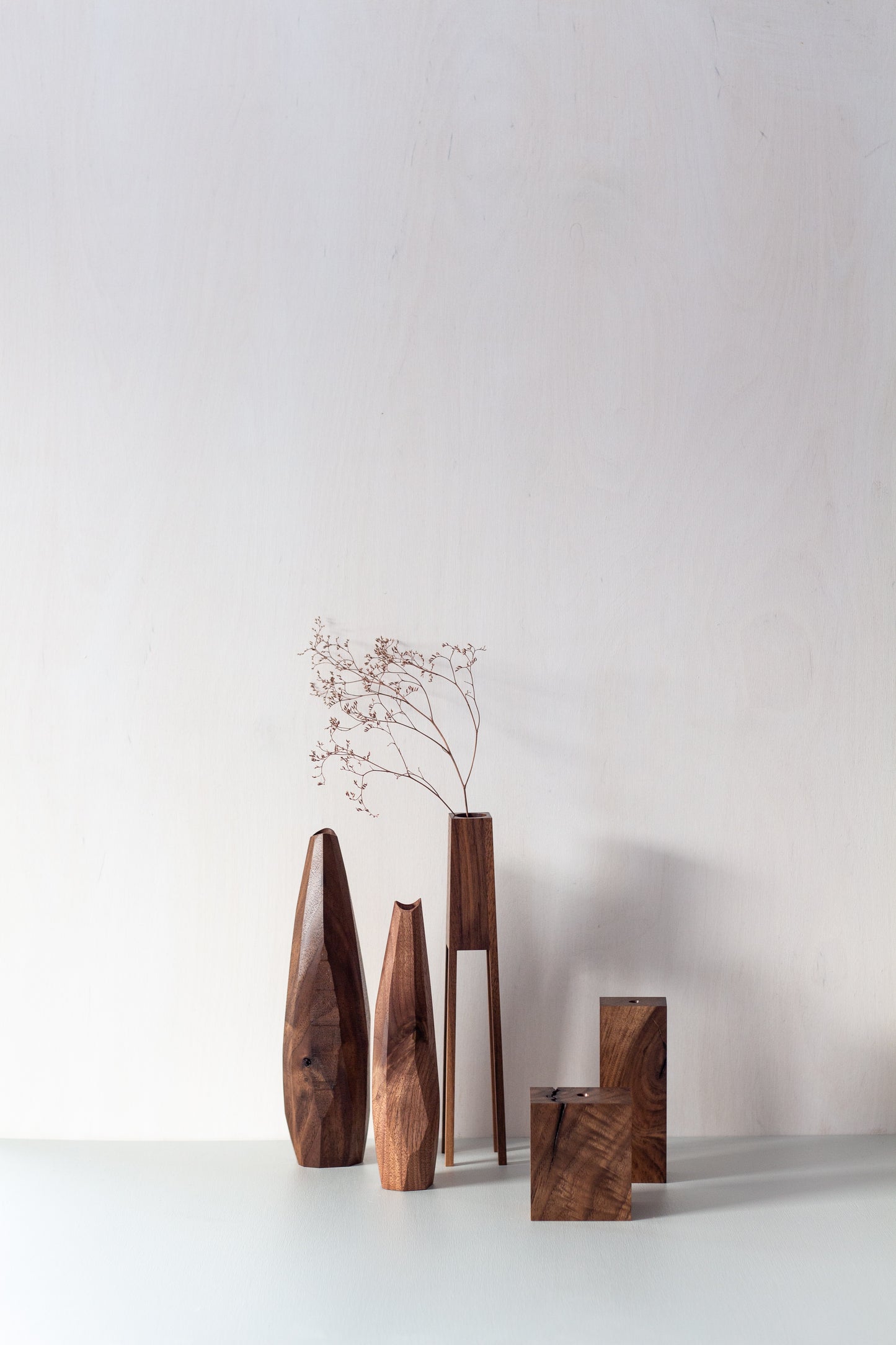 Modern minimalist wood vase for home decor, dry flower vase and interior accent
