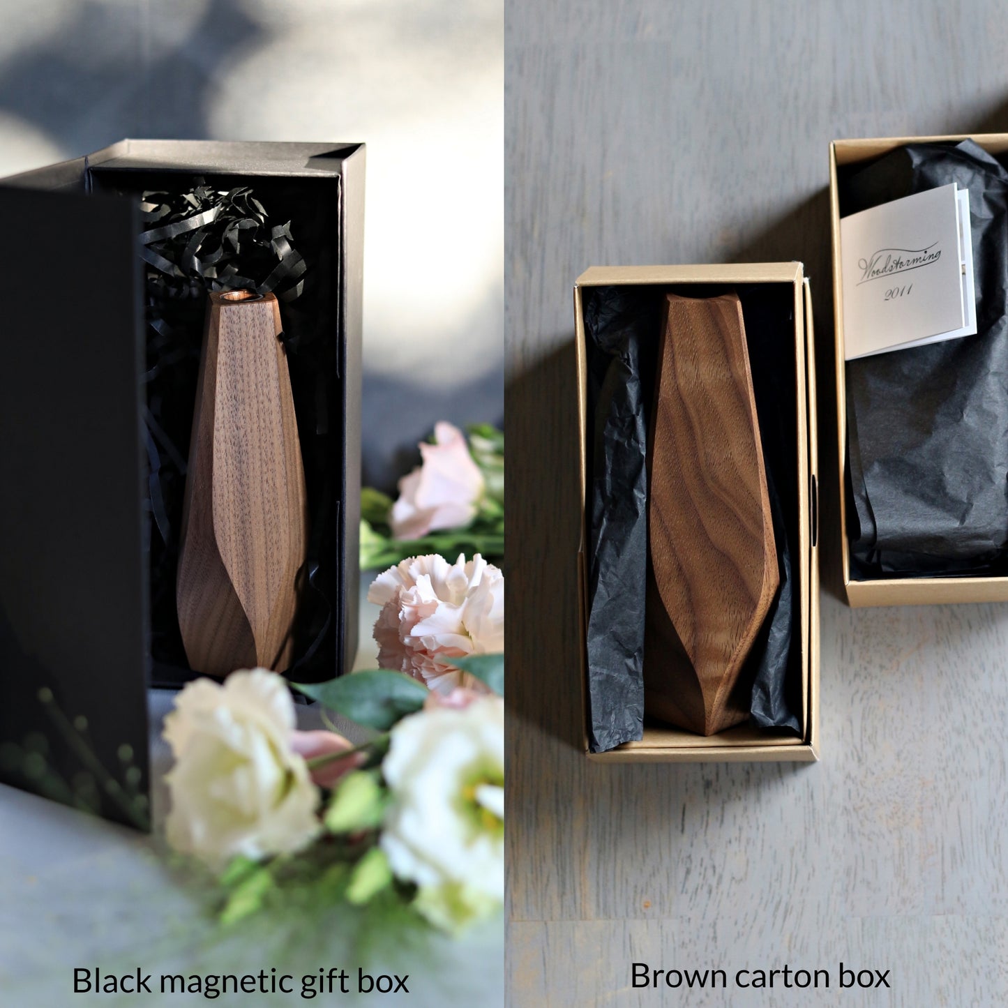 Wavy wood vase, minimalist flower vase by Woodstorming