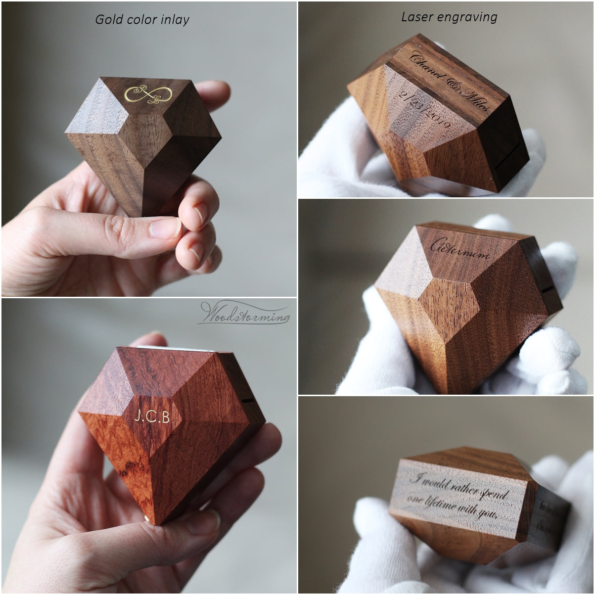 Diamond shape ring display box by Woodstorming