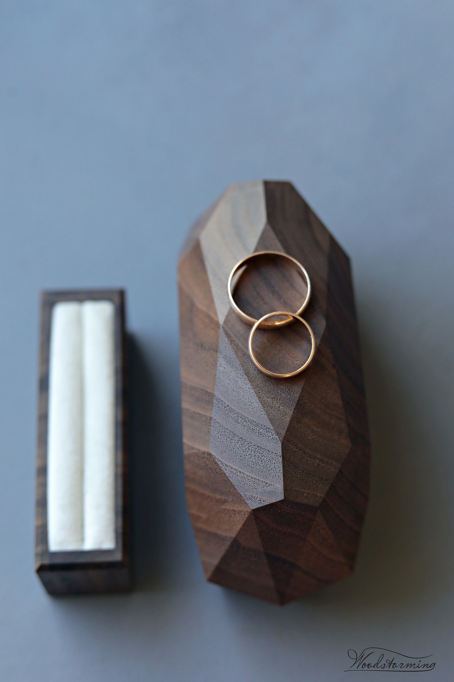 Rustic ring bearer box, wooden faceted wedding ring box, ring box for wedding ceremony by Woodstorming