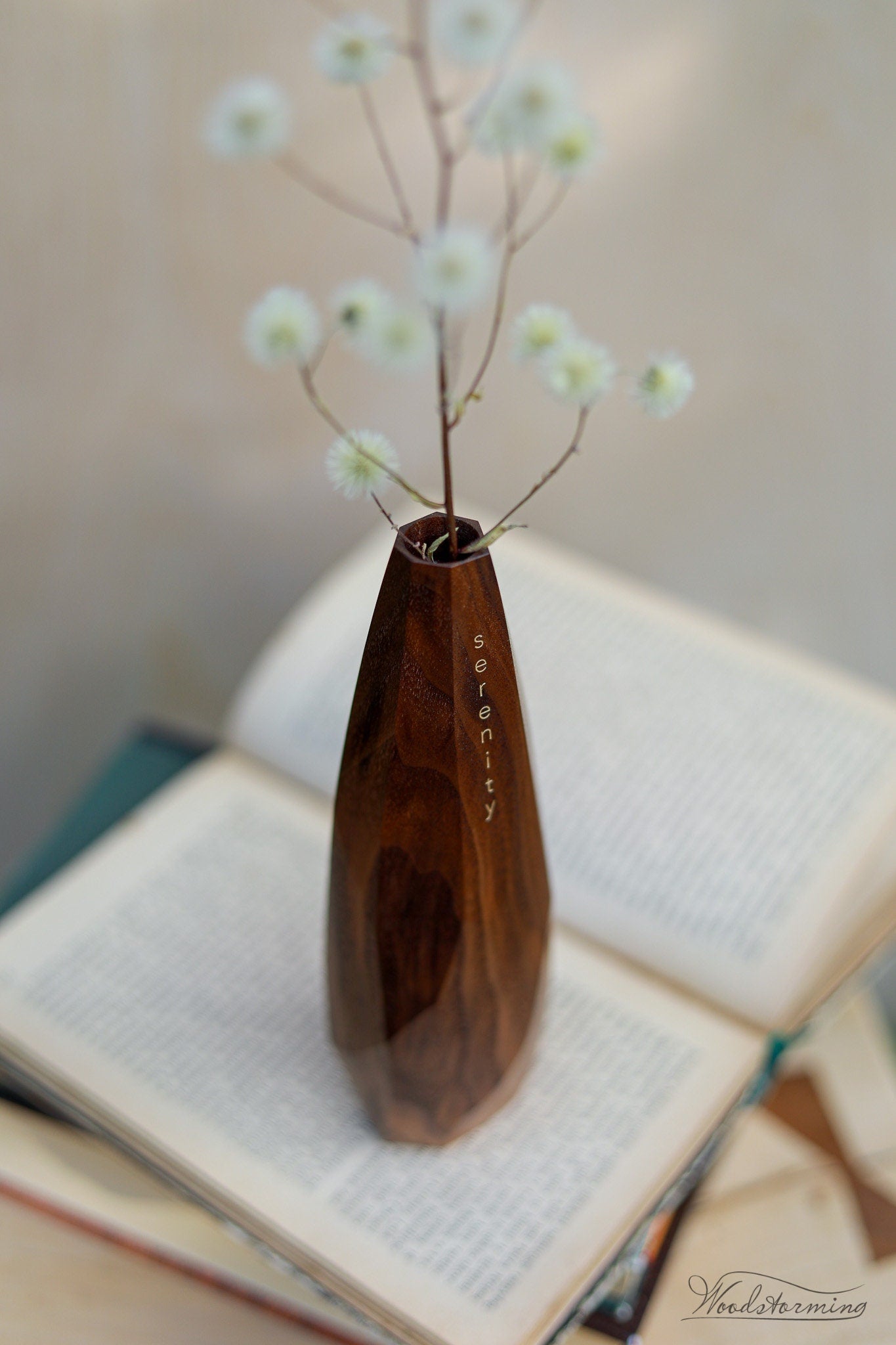 Personalized wood vase for home decor, inspirational gift, mantra vase