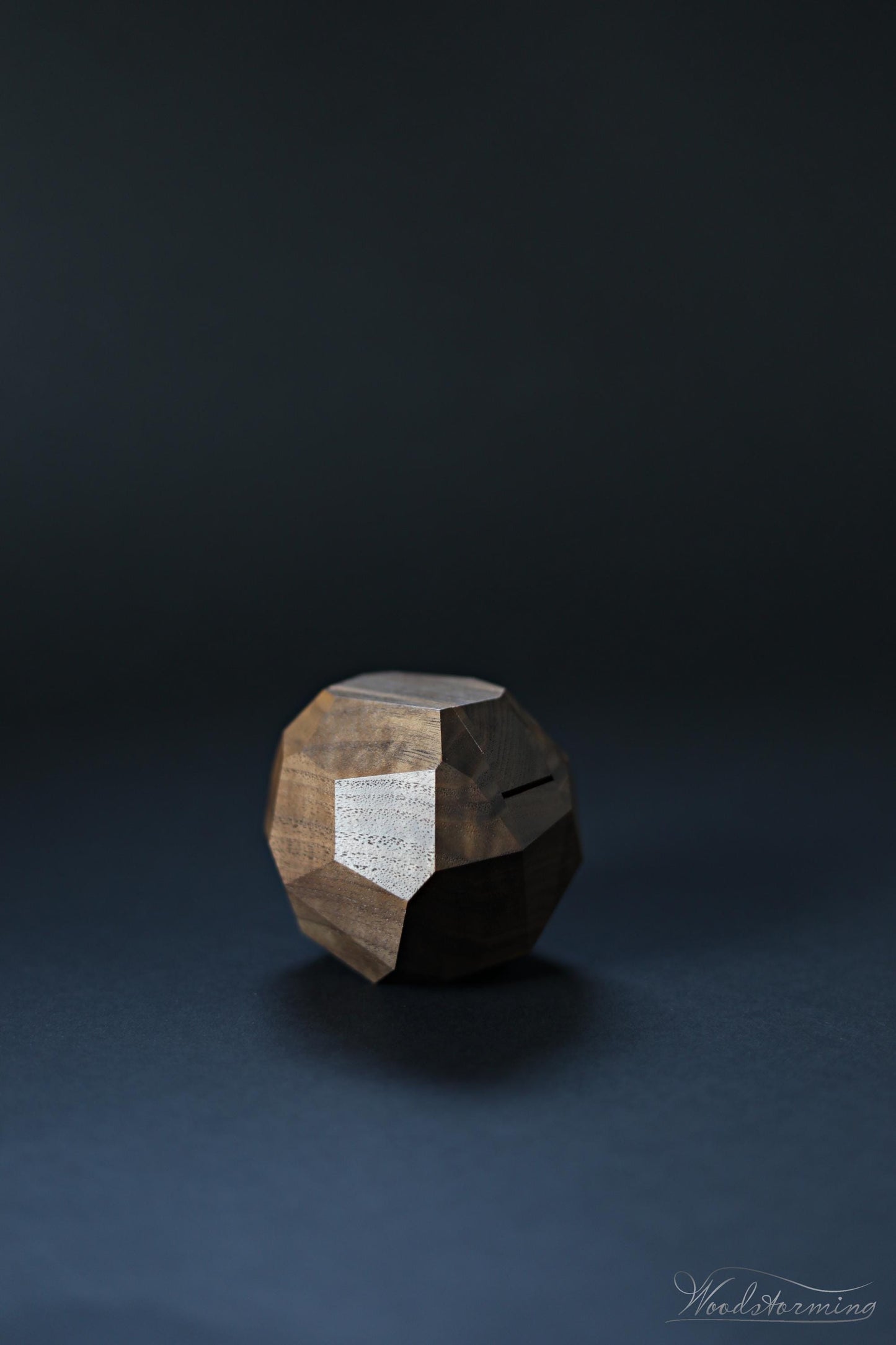 Wooden faceted engagement ring box, secret proposal ring box, sculptural ring display by Woodstorming