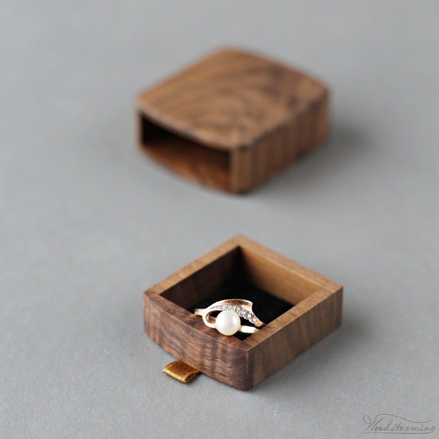 Slim proposal box - pocket size engagement ring box by Woodstorming