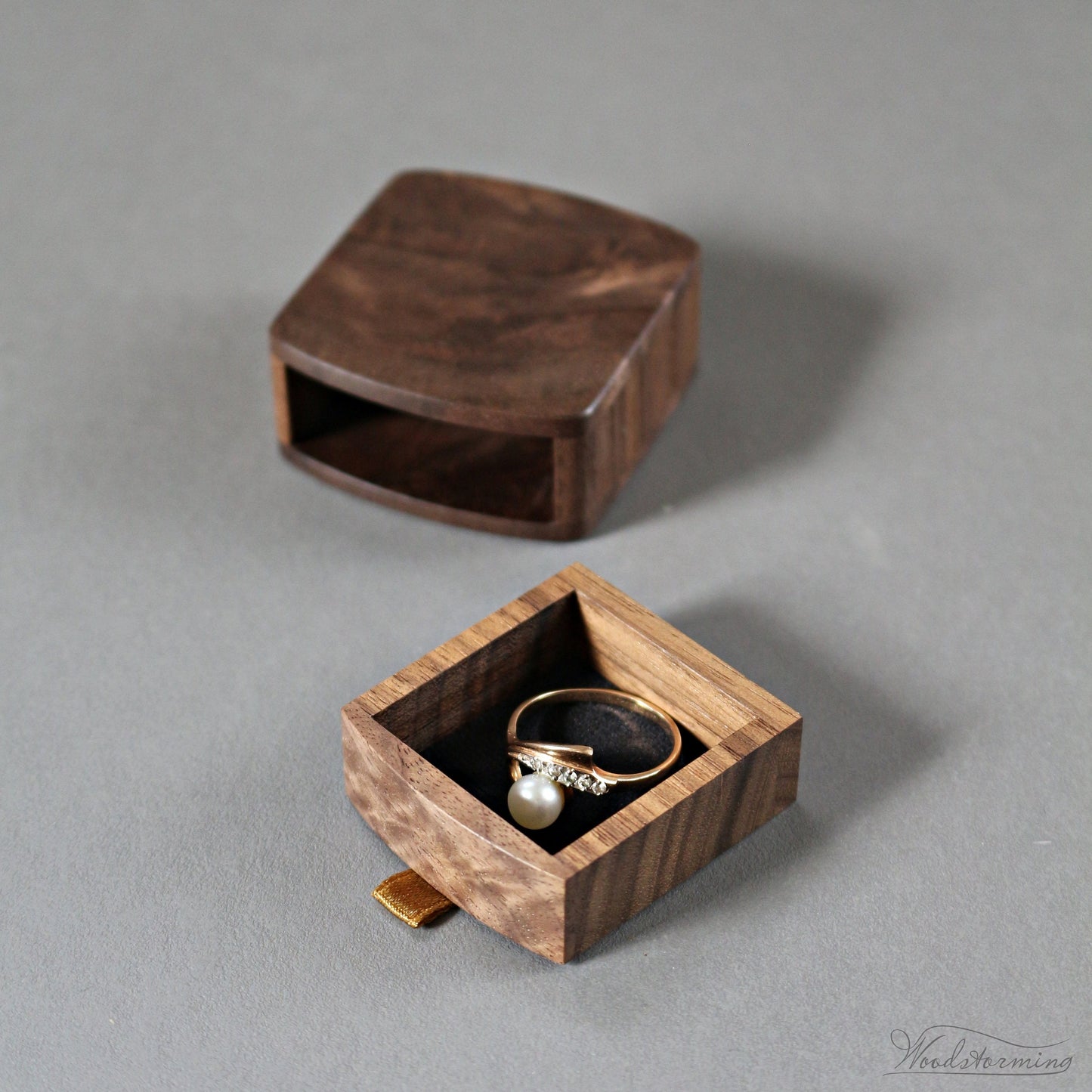 Slim proposal box - pocket size engagement ring box by Woodstorming