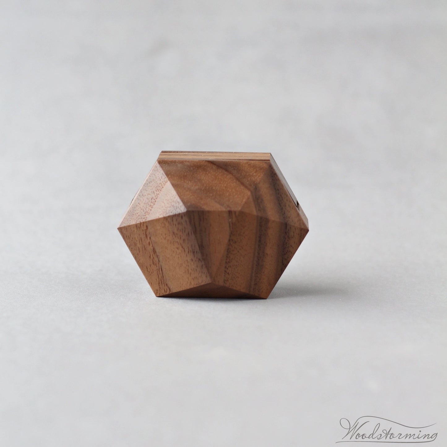 Unique handmade wooden rotating ring box - small ring display by Woodstorming