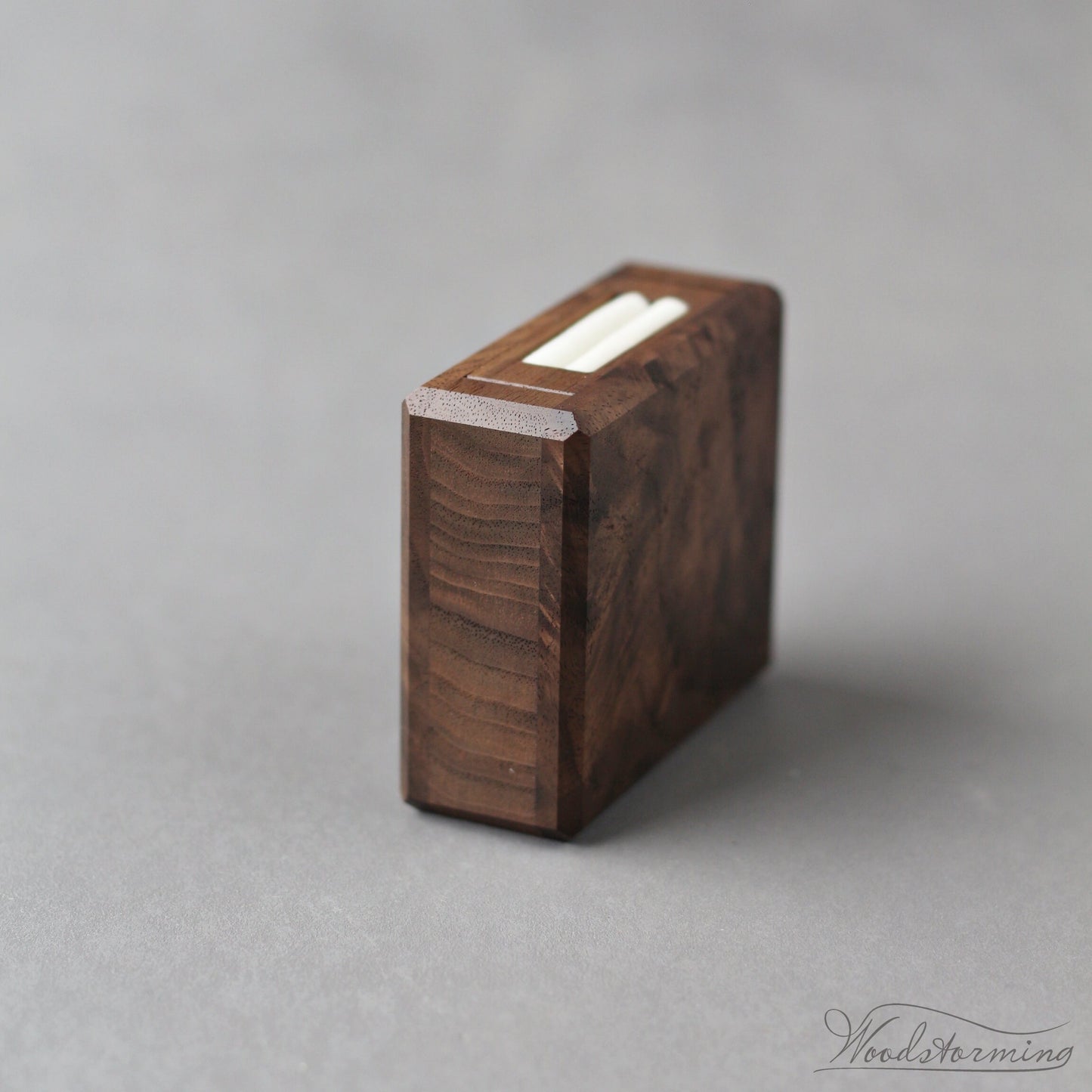 Rectangular rotating ring display box, secret proposal box in walnut