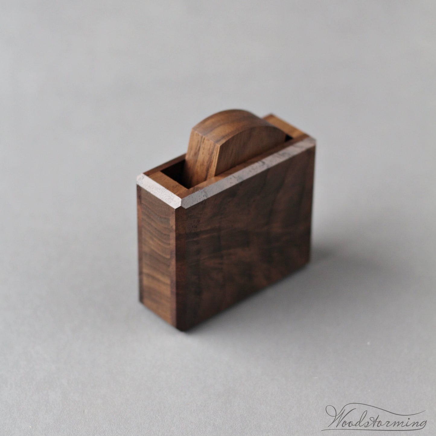 Rectangular rotating ring display box, secret proposal box in walnut