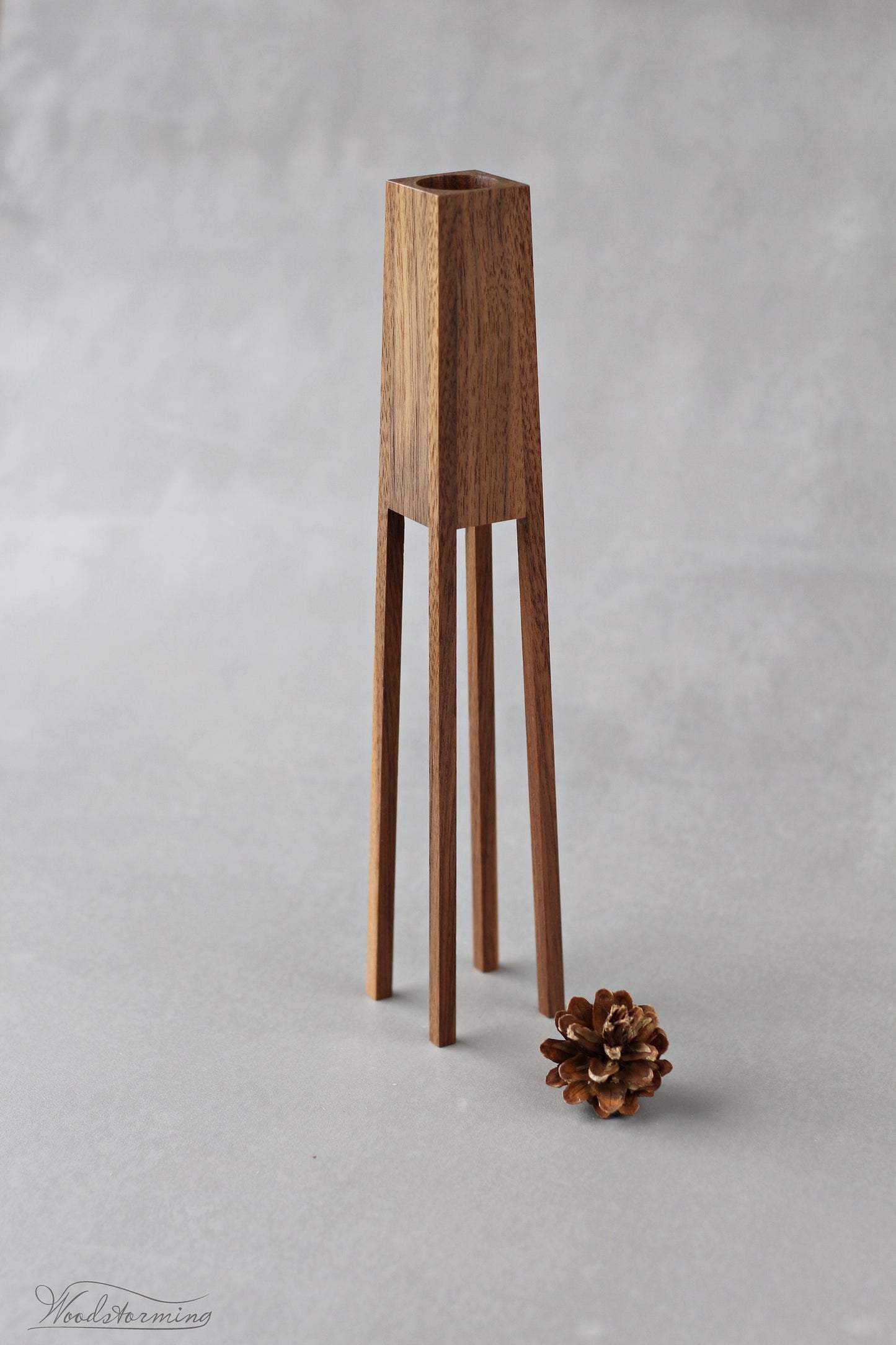 Modern minimalist wood vase for home decor, dry flower vase and interior accent